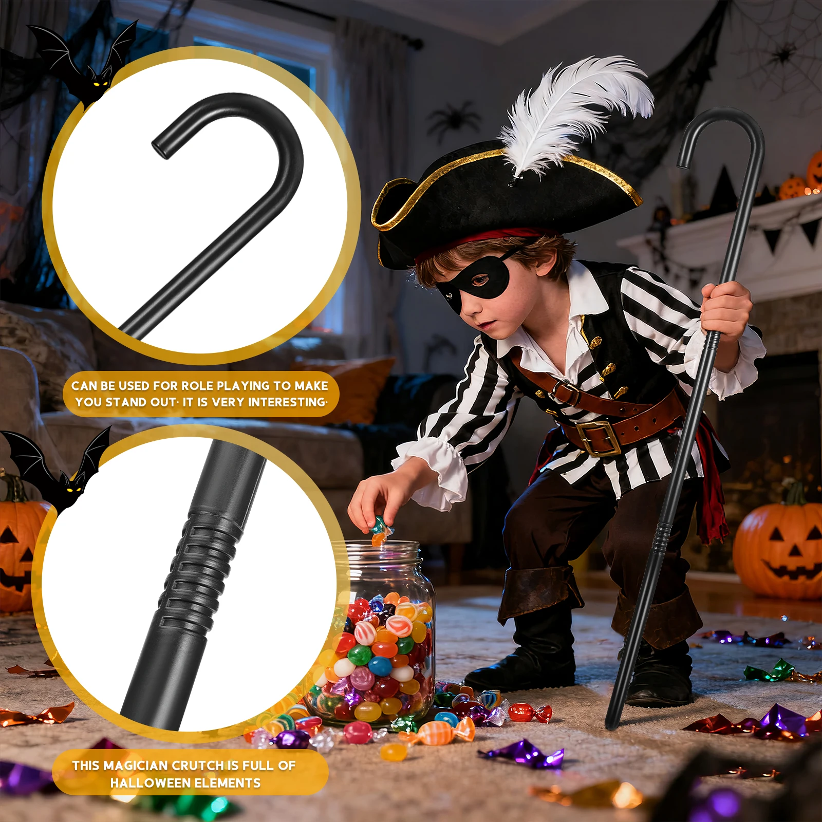 Holiday Party Prop Crutch Magician Stick Decorative Wand for Performance Costume Walking Cane Trick Dance Stage Accessory
Holiday Party Prop Crutch Magician Stick Decorative Wand for Performance Costume Walking Cane Trick Dance Stage Accessory