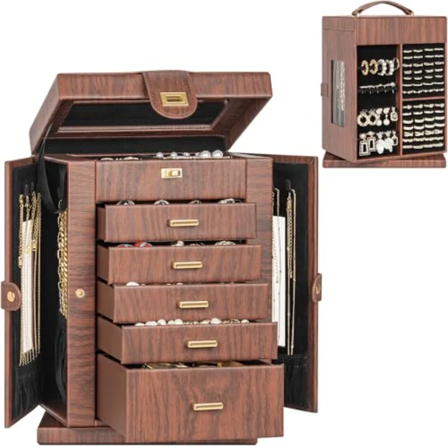 360° Rotating Jewelry Box 6-Tier Organizer Functional Jewelry Storage Case for Women Girls Ring Necklace Earring Bracelet Holde
360° Rotating Jewelry Box 6-Tier Organizer Functional Jewelry Storage Case for Women Girls Ring Necklace Earring Bracelet Holde