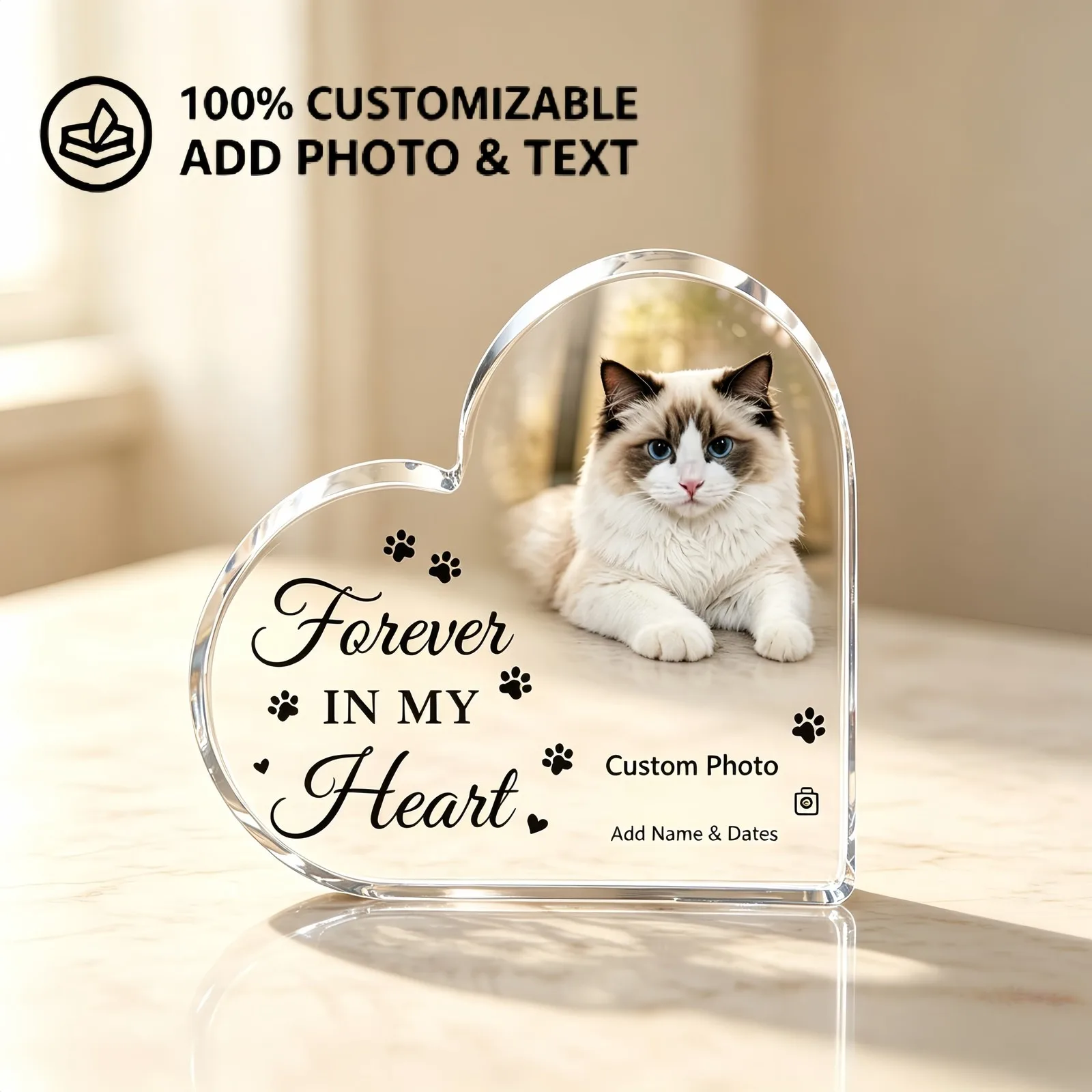 Pet Memorial Fur Parent Loss of Pet Custom Photo Text Heart Acrylic Keepsake
Pet Memorial Fur Parent Loss of Pet Custom Photo Text Heart Acrylic Keepsake