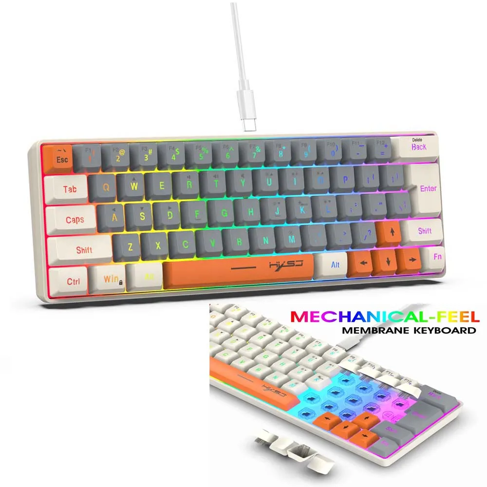 63 Key Mechanical Keyboard Multi Colors Keycaps RGB Backlight Type C Wired Gaming Keyboard Computer PC Laptop Keyboard
63 Key Mechanical Keyboard Multi Colors Keycaps RGB Backlight Type C Wired Gaming Keyboard Computer PC Laptop Keyboard