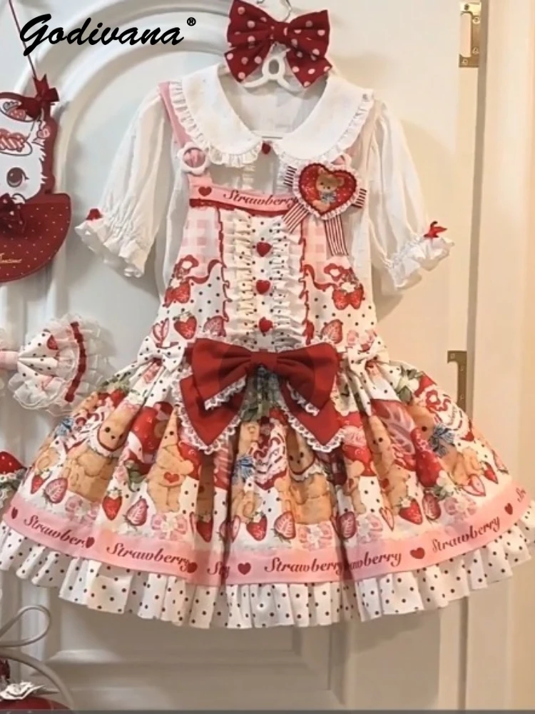 Original Spring and Summer Lolita Girls Cute Printed Strap Dress Women's Kawaii Short Suspender Dress
Original Spring and Summer Lolita Girls Cute Printed Strap Dress Women's Kawaii Short Suspender Dress