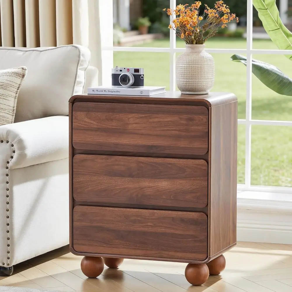 Прикроватная тумбочка Walnut с 3 ящиками и приставным столиком Century, ножки из массива дерева, изогнутый дизайн для спальни или гостиной
Прикроватная тумбочка Walnut с 3 ящиками и приставным столиком Century, ножки из массива дерева, изогнутый дизайн для спальни или гостиной
