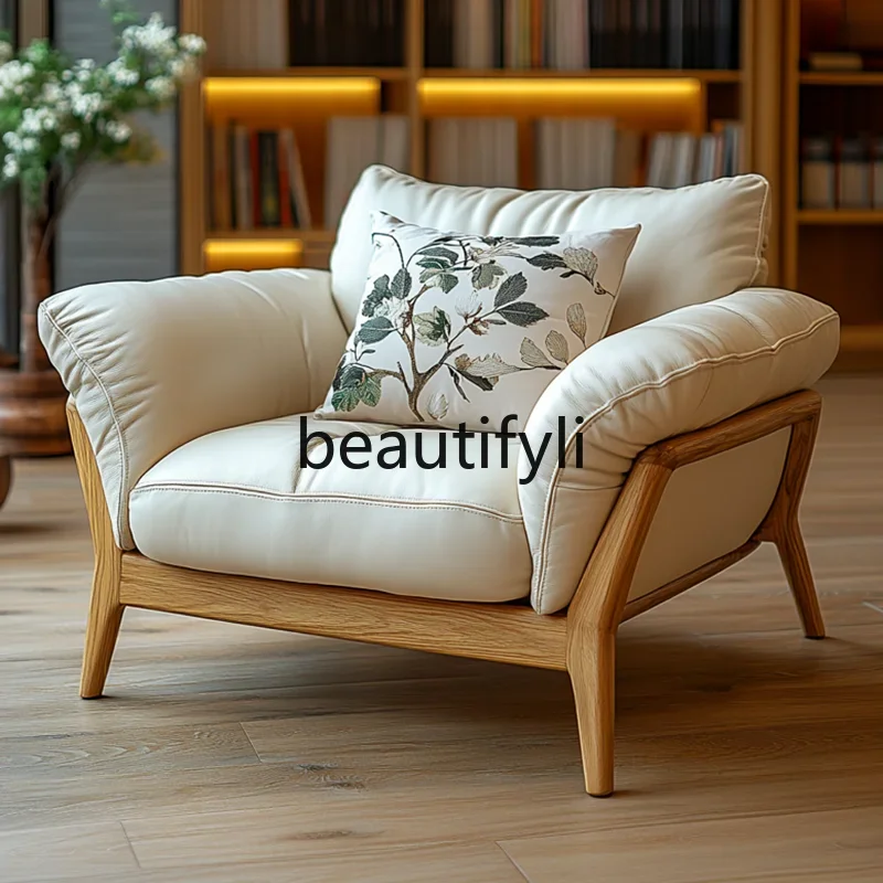 zqxNew Chinese walnut leather sofa chair single leisure solid wood recliner living room balcony light luxury modern tiger chair
zqxNew Chinese walnut leather sofa chair single leisure solid wood recliner living room balcony light luxury modern tiger chair