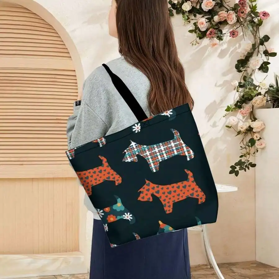 Scottish Terrier Print Casual Tote Bag For Women With Hearts Plaid Floral Pattern
Scottish Terrier Print Casual Tote Bag For Women With Hearts Plaid Floral Pattern