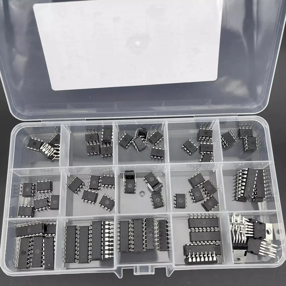 15 types, a total of 75 plug-in integrated circuit IC chip boxes MC34063 TDA2822 OP07 JRC4558 NE555 LM358 LM386 NE5532
15 types, a total of 75 plug-in integrated circuit IC chip boxes MC34063 TDA2822 OP07 JRC4558 NE555 LM358 LM386 NE5532