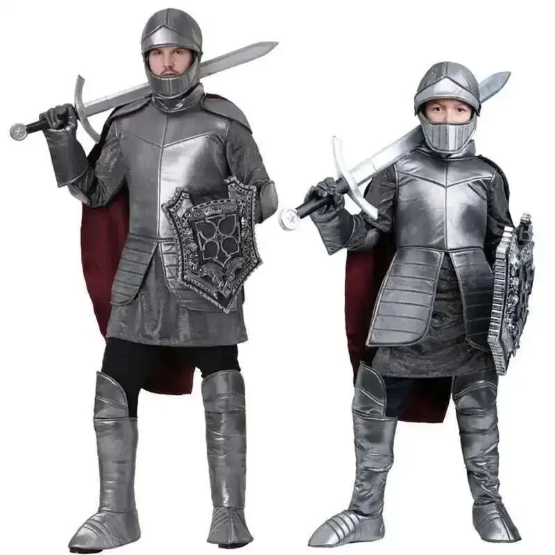 Medieval Knight Armor Costume for Adult Silver Warrior Cosplay Outfit with Helmet Cape Halloween Carnival Fancy Dress for Men
Medieval Knight Armor Costume for Adult Silver Warrior Cosplay Outfit with Helmet Cape Halloween Carnival Fancy Dress for Men