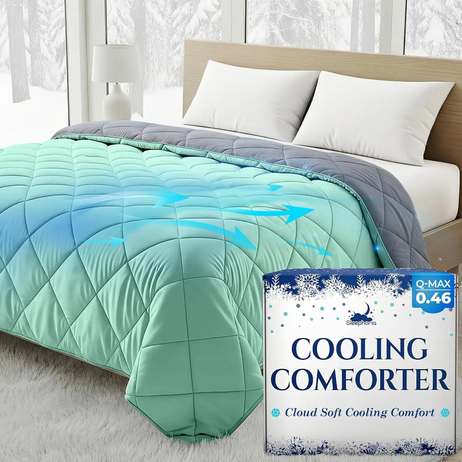 Cooling Comforter Twin Size for Hot Sleepers - Breathable, Reversible, Easy Care in Mint Green & Dark Grey
Cooling Comforter Twin Size for Hot Sleepers - Breathable, Reversible, Easy Care in Mint Green & Dark Grey