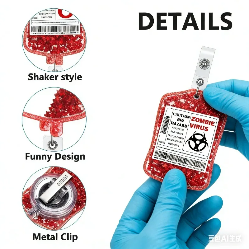 Creative Acrylic Glitter Blood Bag Shaped Badge Holder Easy Pull Retractable Lanyard for Name Tag ID Card Clip Nurse Accessories
Creative Acrylic Glitter Blood Bag Shaped Badge Holder Easy Pull Retractable Lanyard for Name Tag ID Card Clip Nurse Accessories
