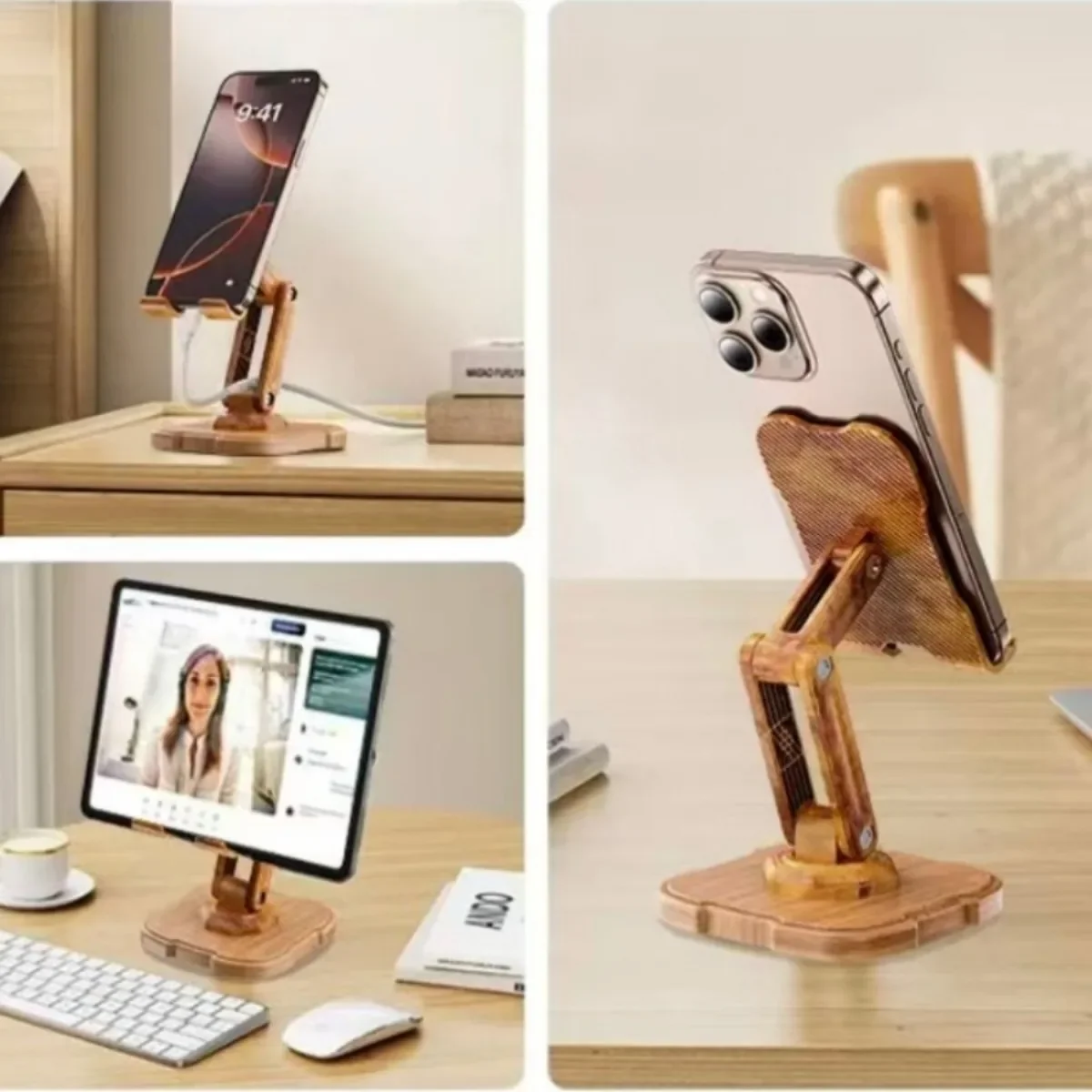 Multifunctional 360° Rotating Phone Mount with Adjustable Height – Heavy-Duty Carbon Steel and Wooden Desktop Stand
Multifunctional 360° Rotating Phone Mount with Adjustable Height – Heavy-Duty Carbon Steel and Wooden Desktop Stand