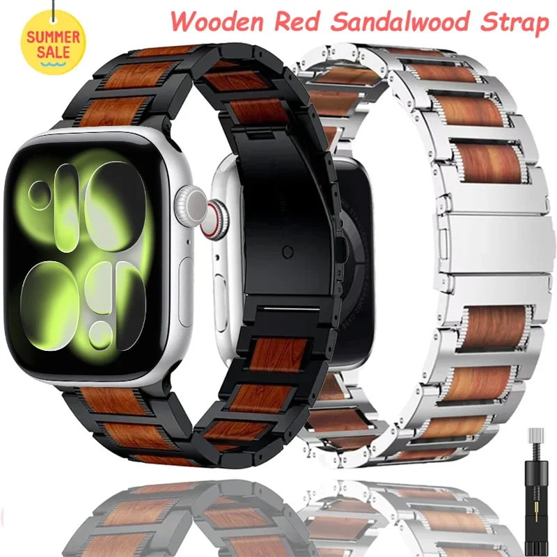 Wooden Red Sandalwood Strap For Apple Watch Ultra 3 11 10 9 8 7 6 5 4 Stainless Steel Bracelet iWatch 49mm 45mm 40/41/44/42/46mm
Wooden Red Sandalwood Strap For Apple Watch Ultra 3 11 10 9 8 7 6 5 4 Stainless Steel Bracelet iWatch 49mm 45mm 40/41/44/42/46mm