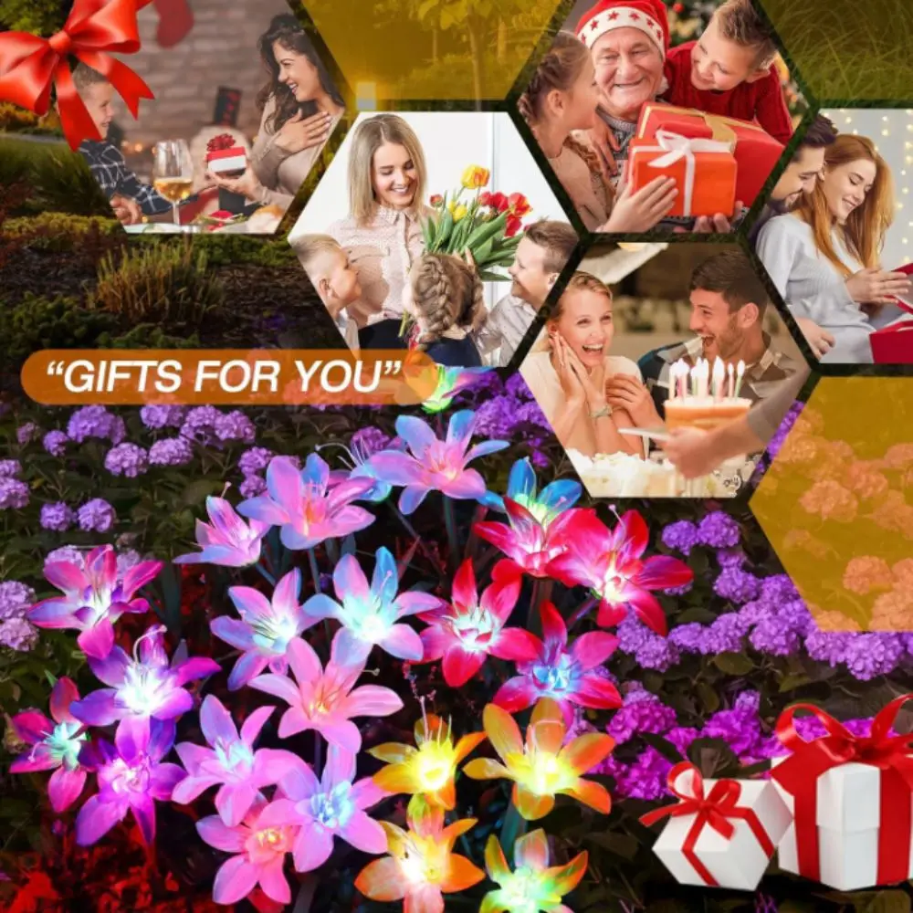 Waterproof Solar Garden Lights Colorful Gradient LED Lights 7-Color Changing Lights Stakes Decorative Flower Light
Waterproof Solar Garden Lights Colorful Gradient LED Lights 7-Color Changing Lights Stakes Decorative Flower Light