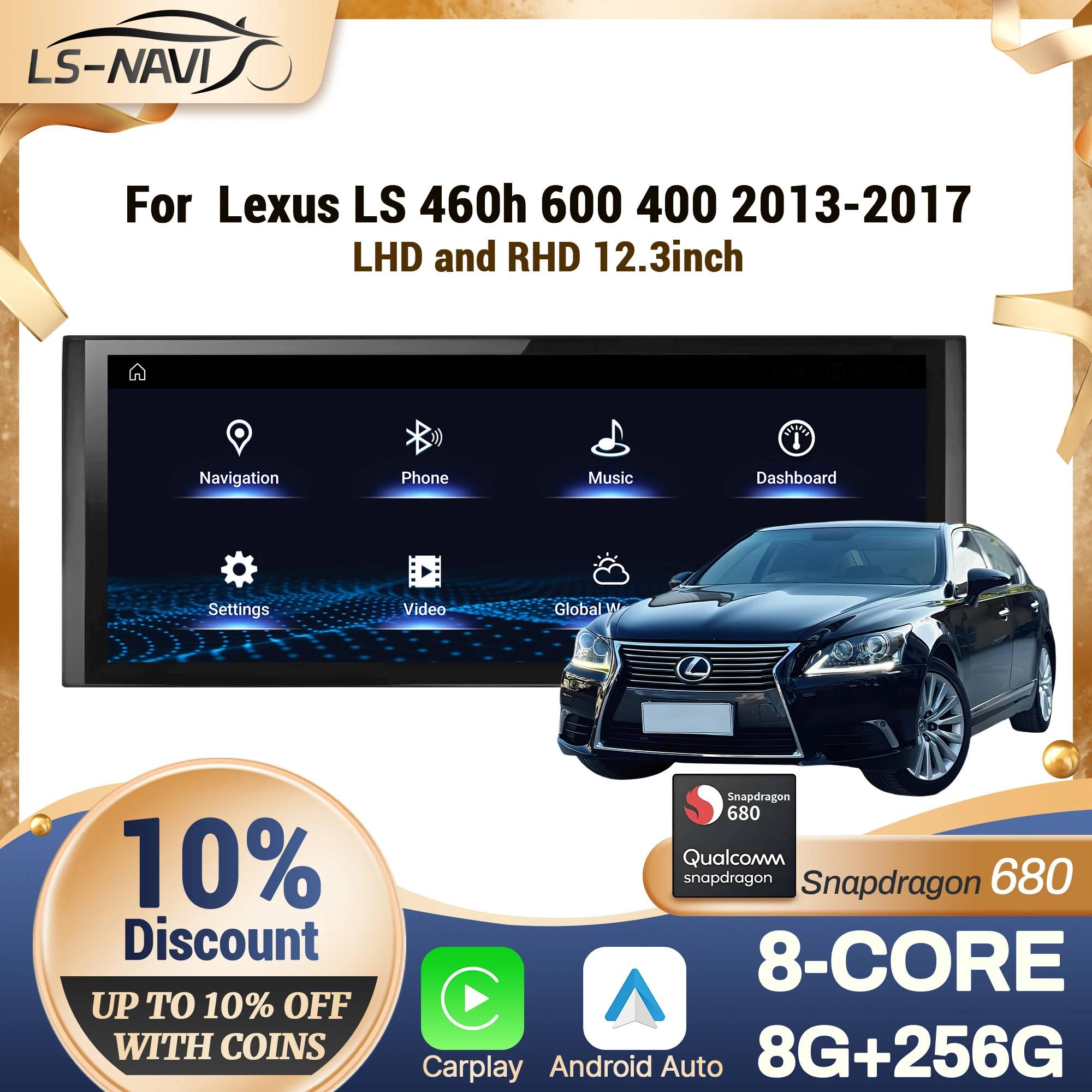 12,3 "для Lexus LS 460h 600 400 2013-2017 автомобильный радиоприемник с левым и RHD беспроводной мультимедийный экран CarPlay Snapdragon 680
12,3 "для Lexus LS 460h 600 400 2013-2017 автомобильный радиоприемник с левым и RHD беспроводной мультимедийный экран CarPlay Snapdragon 680