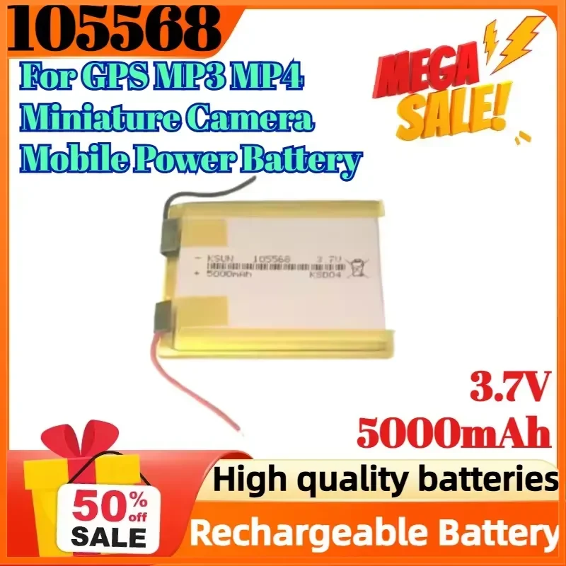 105568 3.7V 5000mAh Polymer Lithium Battery for GPS MP3 MP4 Miniature Camera Mobile Power Battery
105568 3.7V 5000mAh Polymer Lithium Battery for GPS MP3 MP4 Miniature Camera Mobile Power Battery