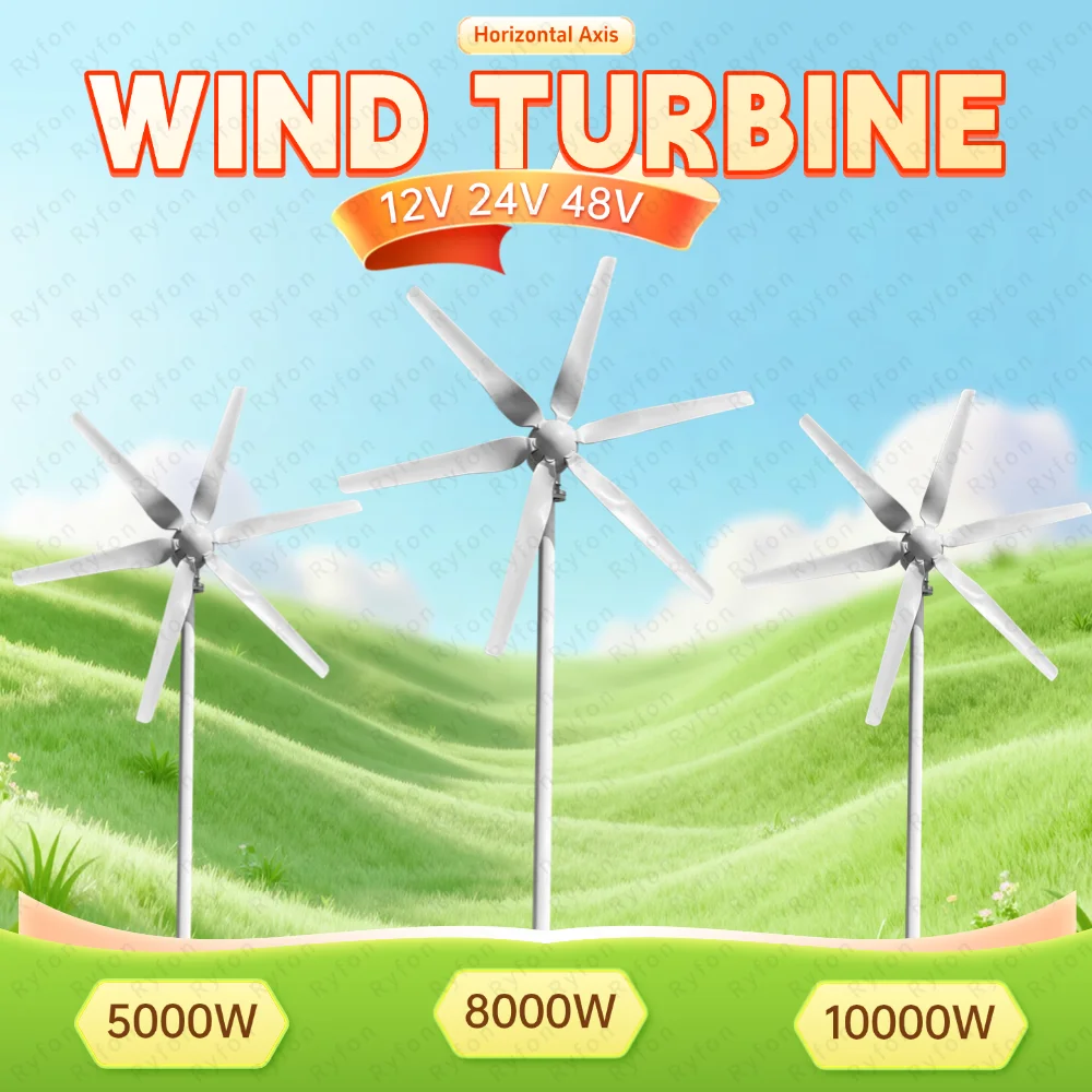 10000W 6 Blades Windmill With MPPT Controller Horizontal Wind Power Turbine 12V 24V 48V Home Roof Wind Energy Generator 8000W
10000W 6 Blades Windmill With MPPT Controller Horizontal Wind Power Turbine 12V 24V 48V Home Roof Wind Energy Generator 8000W