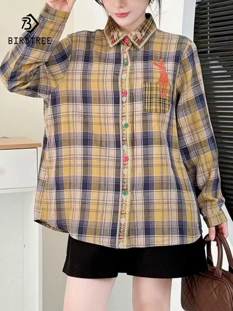 Новинка 2026, весенняя рубашка с длинными рукавами из хлопковой пряжи, женская клетчатая вышивка с лацканами, винтажная повседневная свободная блузка Mori Girl OL T5D916CC
Новинка 2026, весенняя рубашка с длинными рукавами из хлопковой пряжи, женская клетчатая вышивка с лацканами, винтажная повседневная свободная блузка Mori Girl OL T5D916CC