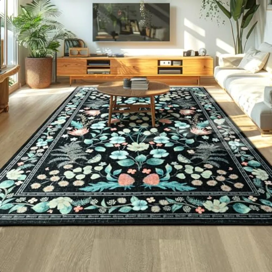 Area Rugs for Living Room NonSlip 4x6 Rug for Bedroom Washable Floral Carpet for Entryway Office Kitchen Dining Room Black
Area Rugs for Living Room NonSlip 4x6 Rug for Bedroom Washable Floral Carpet for Entryway Office Kitchen Dining Room Black