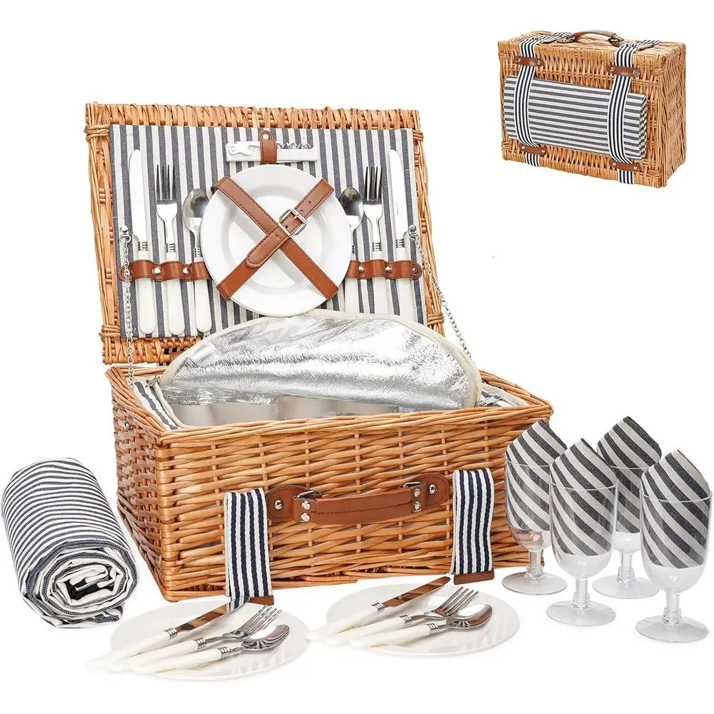 Picnic Basket Set for 4 with Insulated Cooler, Blanket & Cutlery, Perfect for Couples and Outdoor Celebrations
Picnic Basket Set for 4 with Insulated Cooler, Blanket & Cutlery, Perfect for Couples and Outdoor Celebrations
