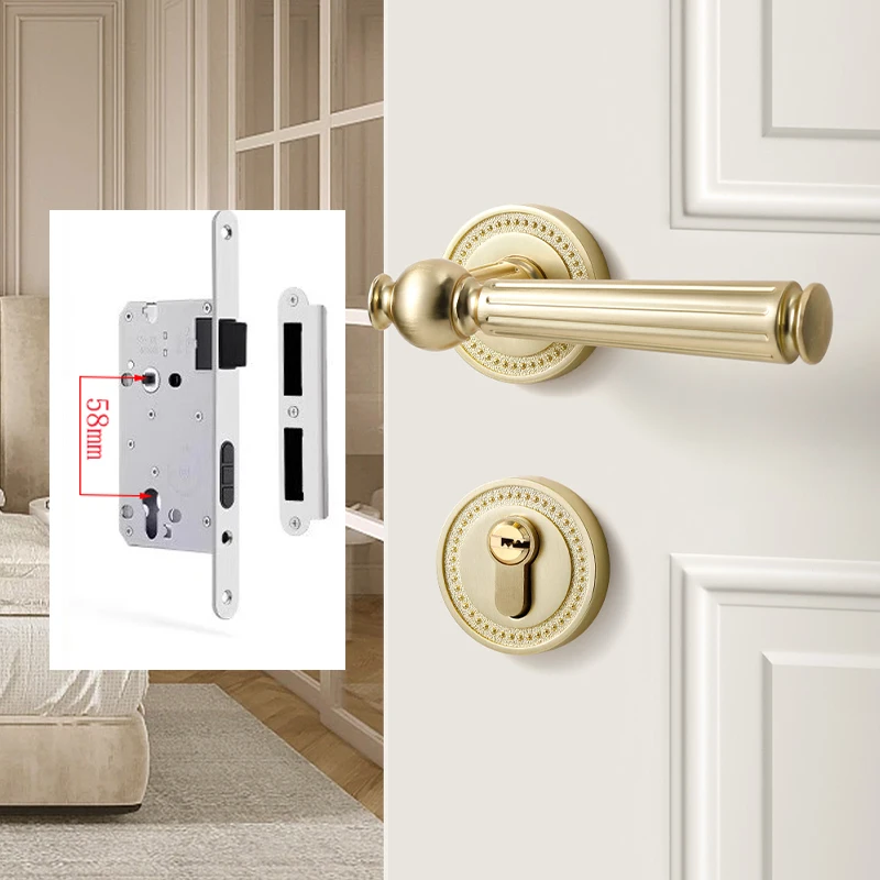 French door lock for indoor and household use, copper brushed matte wood door, split handle, bedroom silent lock
French door lock for indoor and household use, copper brushed matte wood door, split handle, bedroom silent lock