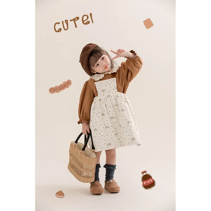 Girls' Autumn and Winter Cotton Set Printed Strap Dress Children's Bubble Sleeve Doll Neck Shirt Two Piece Set Kids Clothes
Girls' Autumn and Winter Cotton Set Printed Strap Dress Children's Bubble Sleeve Doll Neck Shirt Two Piece Set Kids Clothes