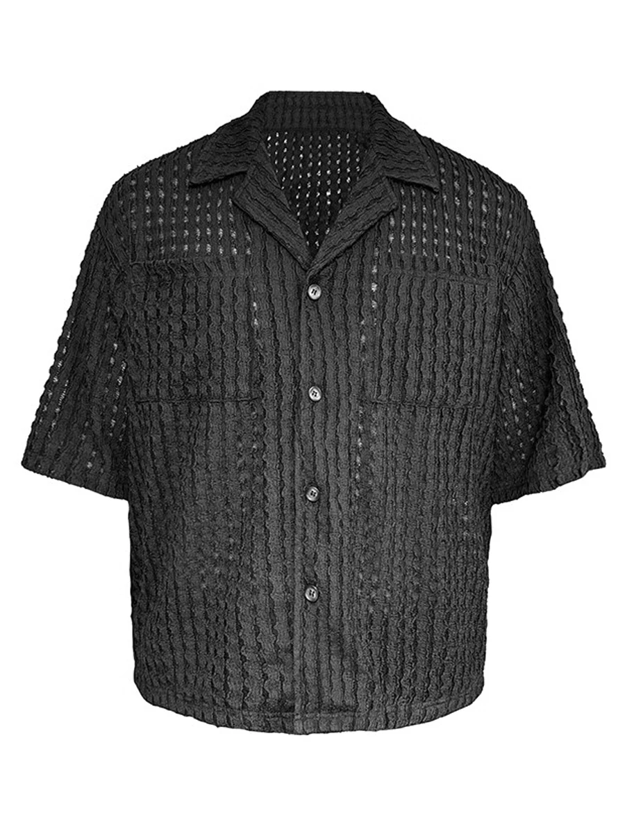 Mauroicardi Spring Summer Hollow Out Short Black Shirt Men Short Sleeve Luxury Designer Emo Clothes High Quality Shirts for Men
Mauroicardi Spring Summer Hollow Out Short Black Shirt Men Short Sleeve Luxury Designer Emo Clothes High Quality Shirts for Men