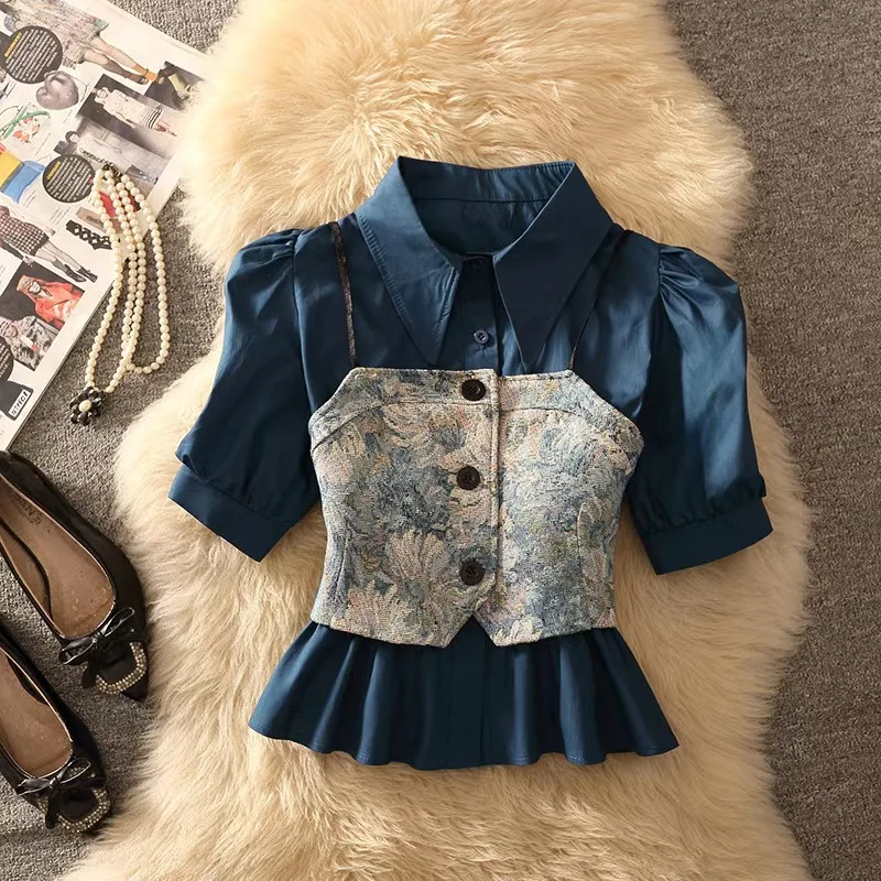 Summer New Women Clothes Korean Fashion Clothing Sets Casual Chic Short Sleeved White Shirts Tanks 2 Piece Set Camisas De Mujer
Summer New Women Clothes Korean Fashion Clothing Sets Casual Chic Short Sleeved White Shirts Tanks 2 Piece Set Camisas De Mujer