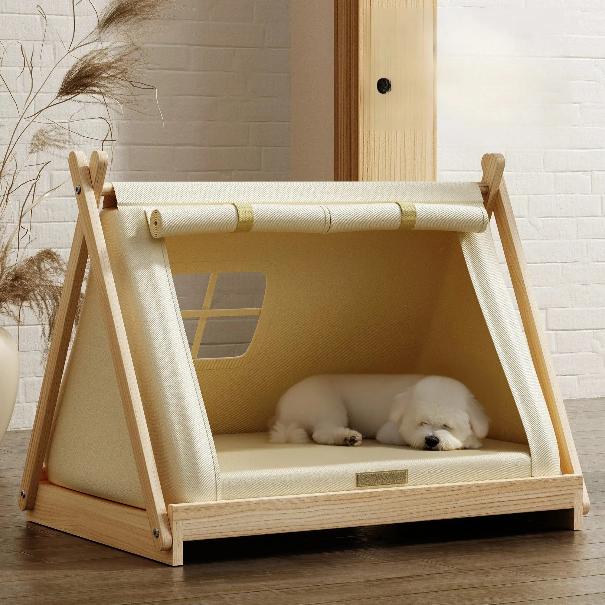 Elevated Wooden Dog Bed with Tent, Closed Dog House for Bichon
Elevated Wooden Dog Bed with Tent, Closed Dog House for Bichon