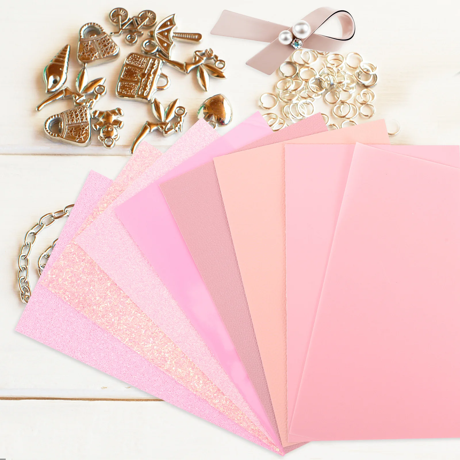 8 Pink Themed Sheets for Earrings and Other DIY Crafts Multi-Use Leathers Comfortable Feeling Creative Design 
8 Pink Themed Sheets for Earrings and Other DIY Crafts Multi-Use Leathers Comfortable Feeling Creative Design