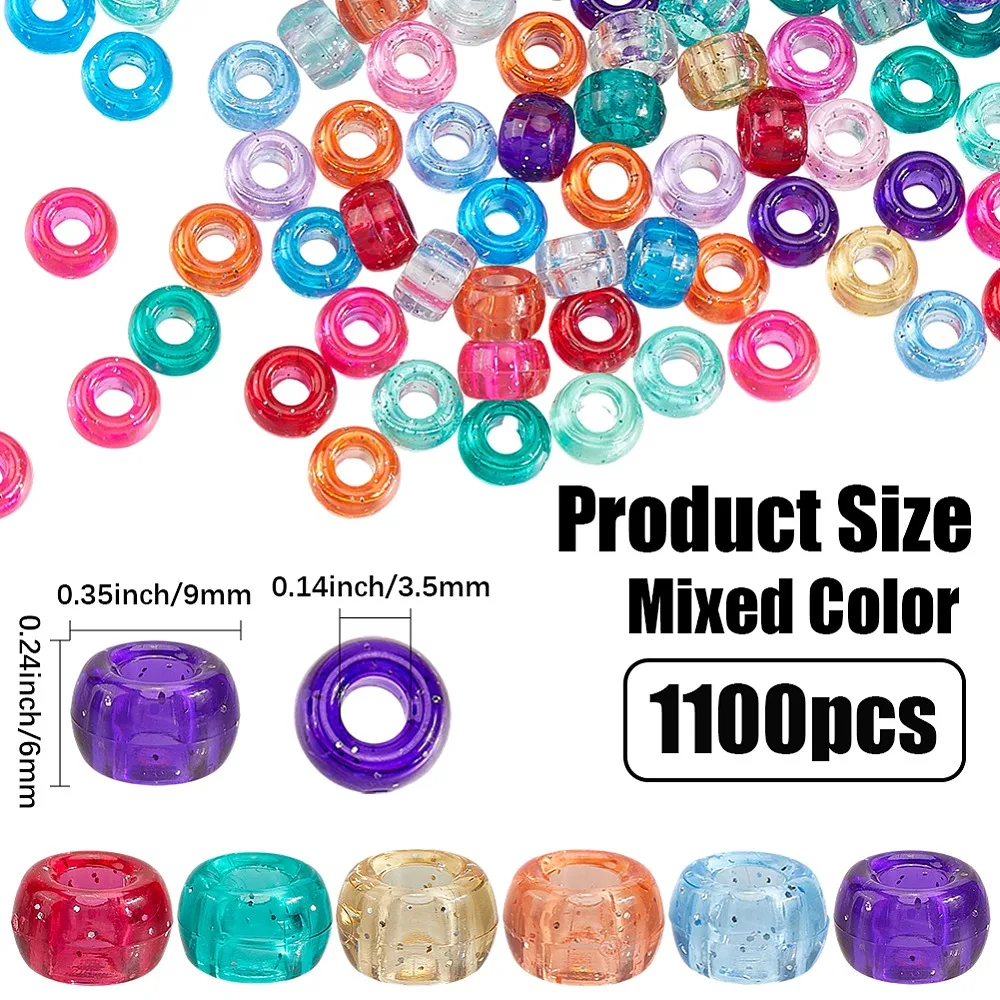 1100Pcs Plastic Beads with Glitter Powder Rondelle Mixed Color 9x6mm Hole: 3.5mm
1100Pcs Plastic Beads with Glitter Powder Rondelle Mixed Color 9x6mm Hole: 3.5mm