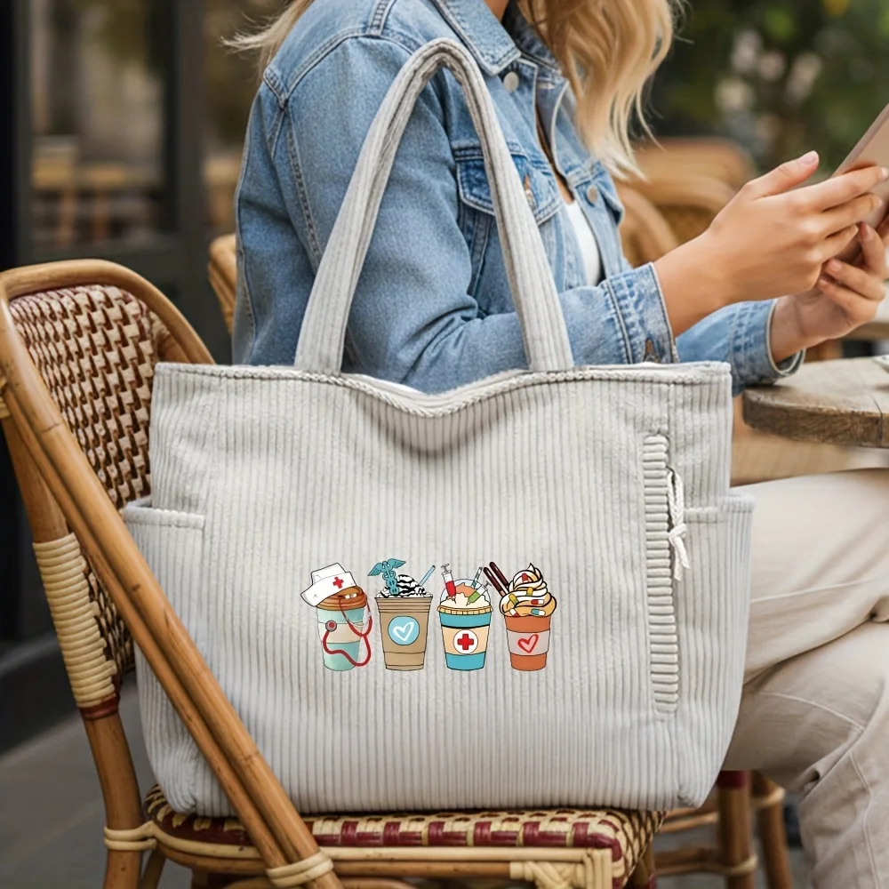 Casual Corduroy Handbag with Zipper Closure, Large Capacity Fixed Shoulder Strap Daily Commuter Handbag, Shopping Bag, tote bag
Casual Corduroy Handbag with Zipper Closure, Large Capacity Fixed Shoulder Strap Daily Commuter Handbag, Shopping Bag, tote bag