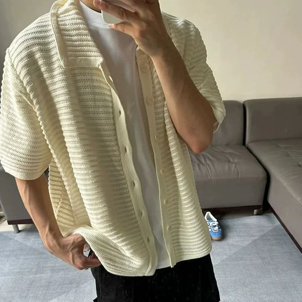 Beach Vacation Outfit 2XL Hollow Out Cardigan Casual Summer Shirt For Men Casual Short Sleeve Polyester Fabric
Beach Vacation Outfit 2XL Hollow Out Cardigan Casual Summer Shirt For Men Casual Short Sleeve Polyester Fabric
