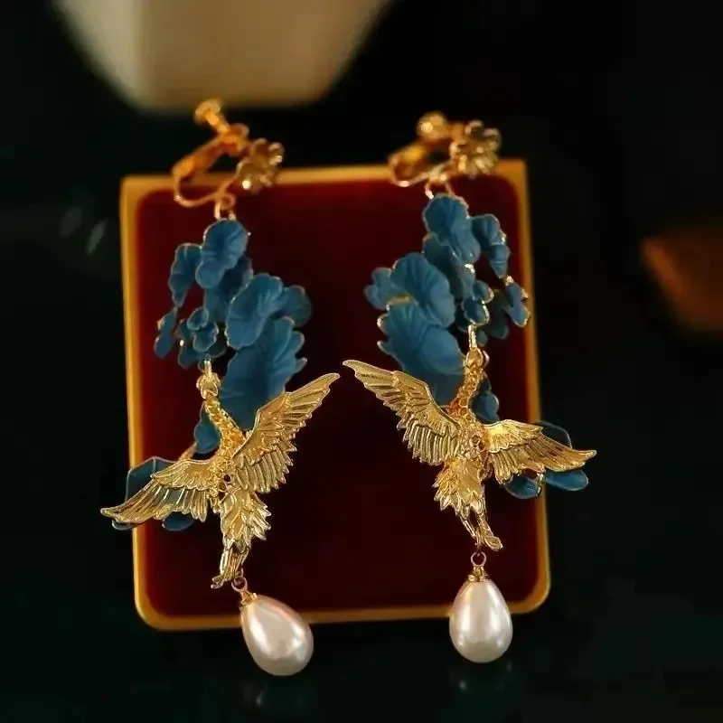Hook Earrings for Women Chinese Style Cloisonné Enamel Flower Micro Inlaid Double Happiness Phoenix Pearl Party HanFu Gift
Hook Earrings for Women Chinese Style Cloisonné Enamel Flower Micro Inlaid Double Happiness Phoenix Pearl Party HanFu Gift
