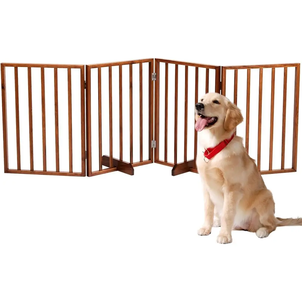 24 Tall 4-Panel Wide Wooden Pet Gate with Support Feet for Hallways and Doorways - Brown
24 Tall 4-Panel Wide Wooden Pet Gate with Support Feet for Hallways and Doorways - Brown