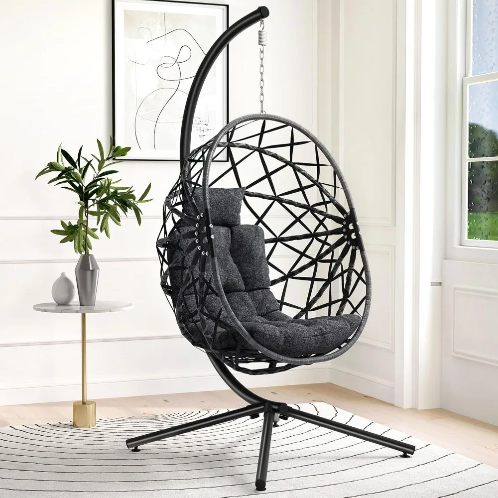 Hanging Egg Chair with Stand, Outdoor Swing Egg Chairs, Indoor Wicker Hammock Chair with Cushion for Patio Bedroom
Hanging Egg Chair with Stand, Outdoor Swing Egg Chairs, Indoor Wicker Hammock Chair with Cushion for Patio Bedroom