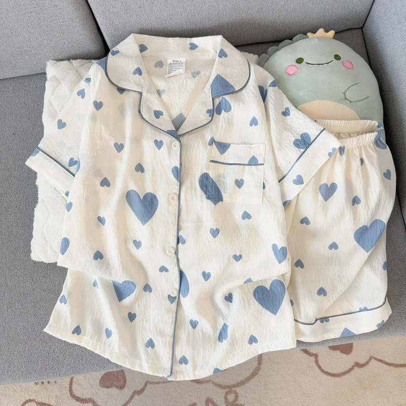 2Summer short-sleeve pajama set for women, comfortable and trendy, shorts suitable for wearing outside, home wear s
2Summer short-sleeve pajama set for women, comfortable and trendy, shorts suitable for wearing outside, home wear s