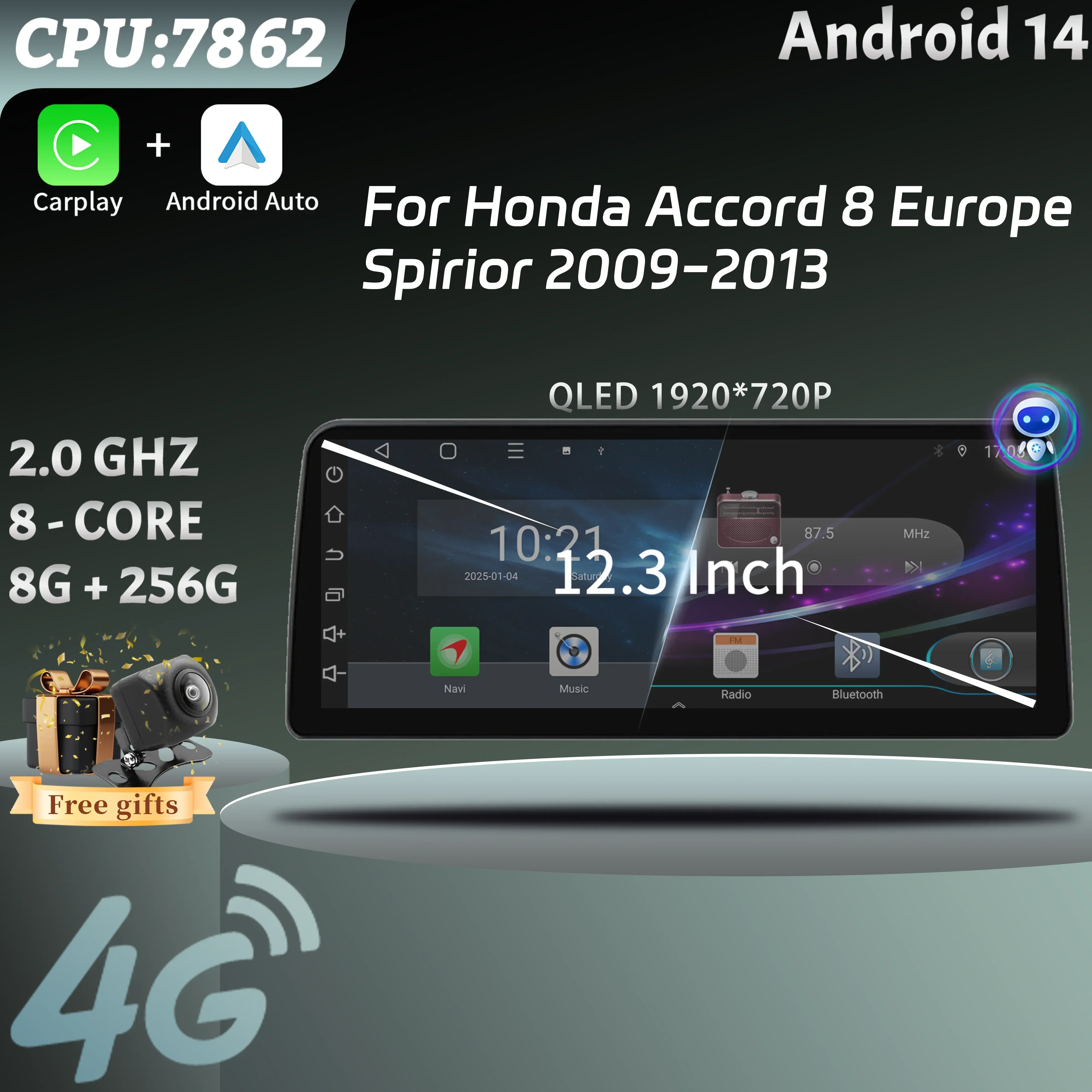 12.3inch For Honda Accord 8 Europe Spirior 2009-2013 Car Radio Multimedia Navigation Wireless BT CarPlay Touch Head Unit Screen
12.3inch For Honda Accord 8 Europe Spirior 2009-2013 Car Radio Multimedia Navigation Wireless BT CarPlay Touch Head Unit Screen