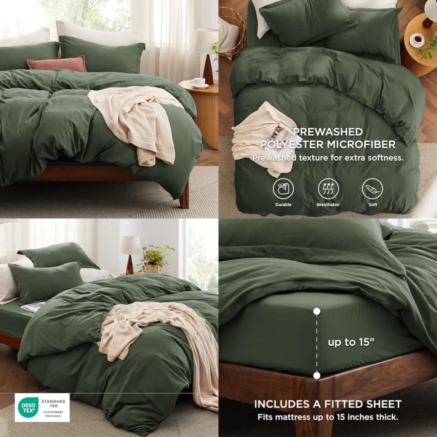 Duvet Cover King Size with Fitted Sheet - 4 Pieces Prewashed Cotton-Like Polyester Extra Soft Bedding Set, Includes 1 Duvet Cov
Duvet Cover King Size with Fitted Sheet - 4 Pieces Prewashed Cotton-Like Polyester Extra Soft Bedding Set, Includes 1 Duvet Cov