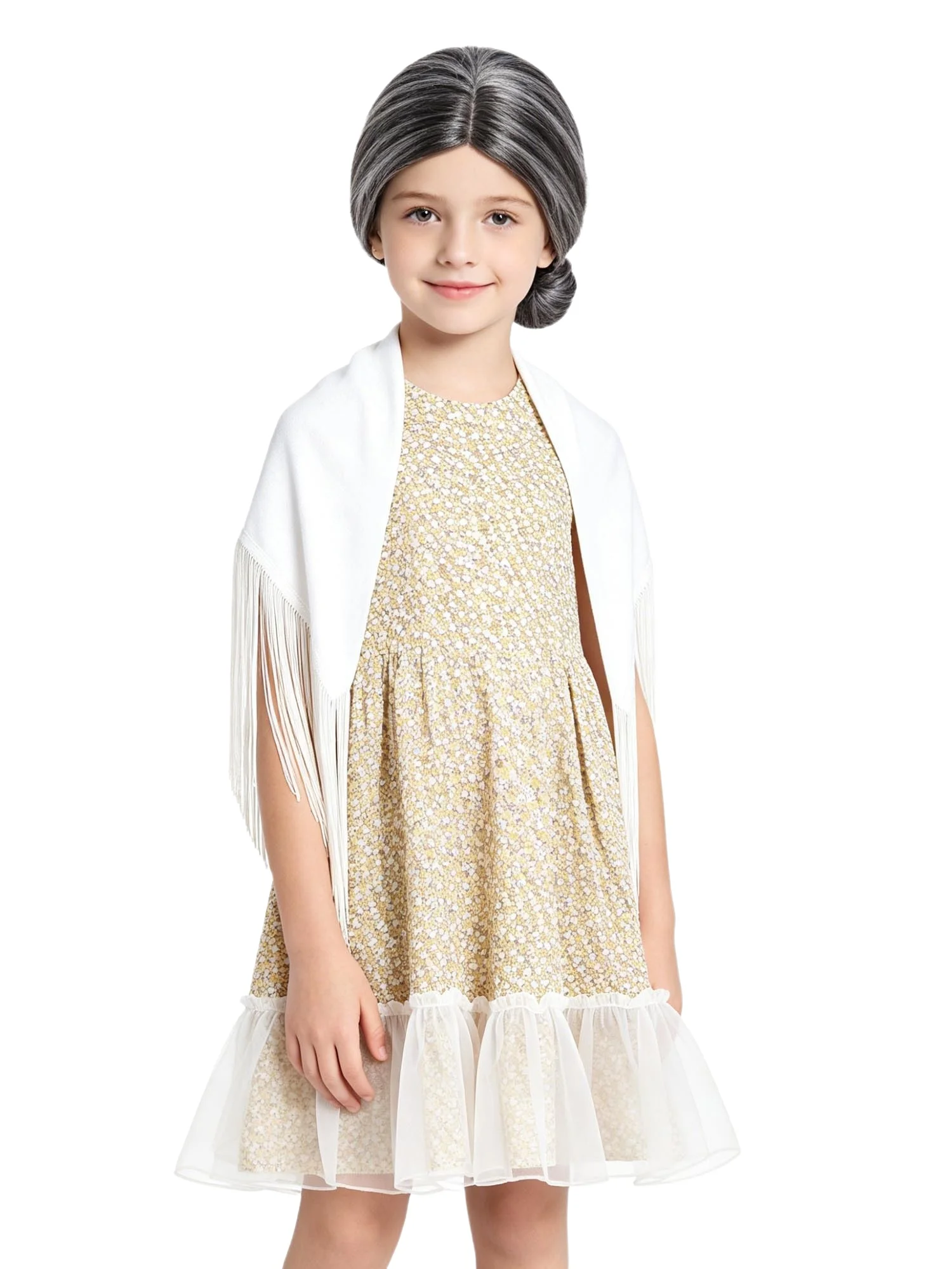 Girls Old Lady Cosplay Costume Floral Sleeveless Ruffle Mesh Hem Dress with Fringed Shawl Grandma Role Play for 100 Days
Girls Old Lady Cosplay Costume Floral Sleeveless Ruffle Mesh Hem Dress with Fringed Shawl Grandma Role Play for 100 Days