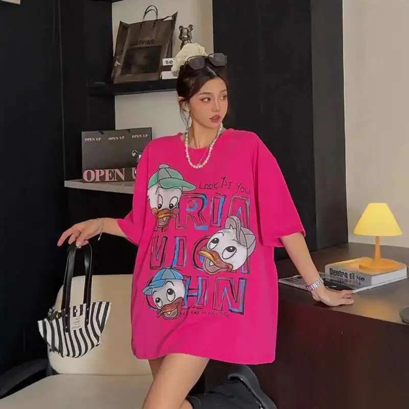 Disney Donald Duck Summer Round Neck Half Sleeve T-shirt For Women American High Street Fashion Niche Versatile Loose Casual Top
Disney Donald Duck Summer Round Neck Half Sleeve T-shirt For Women American High Street Fashion Niche Versatile Loose Casual Top