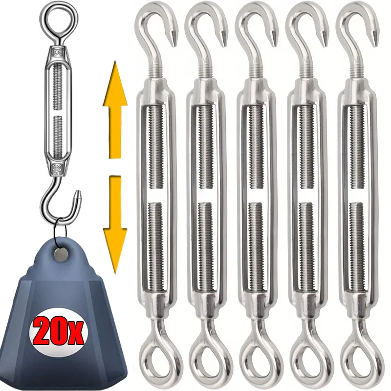 Stainless Steel OC Type Turnbuckle Heavy Duty Hook and Eye Tensioners Adjustable Wire Rope Tension Rigging Hardware Tools
Stainless Steel OC Type Turnbuckle Heavy Duty Hook and Eye Tensioners Adjustable Wire Rope Tension Rigging Hardware Tools