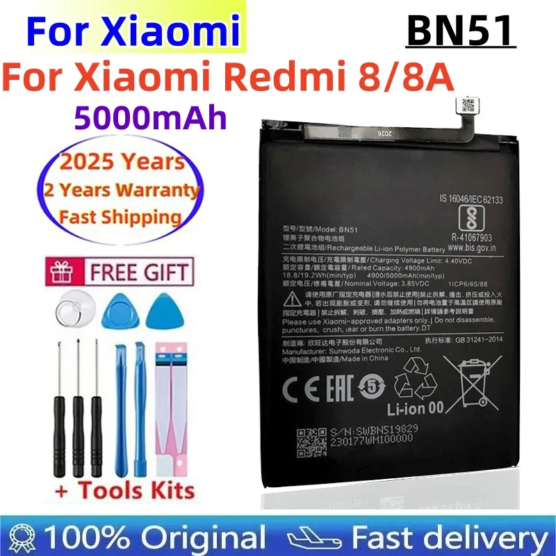 100% New XiaoMi Original Replacement 5000mAh BN51 For Xiaomi Redmi 8 Redmi 8A Redmi8 Authentic Phone Battery +Tools Free Fast
100% New XiaoMi Original Replacement 5000mAh BN51 For Xiaomi Redmi 8 Redmi 8A Redmi8 Authentic Phone Battery +Tools Free Fast