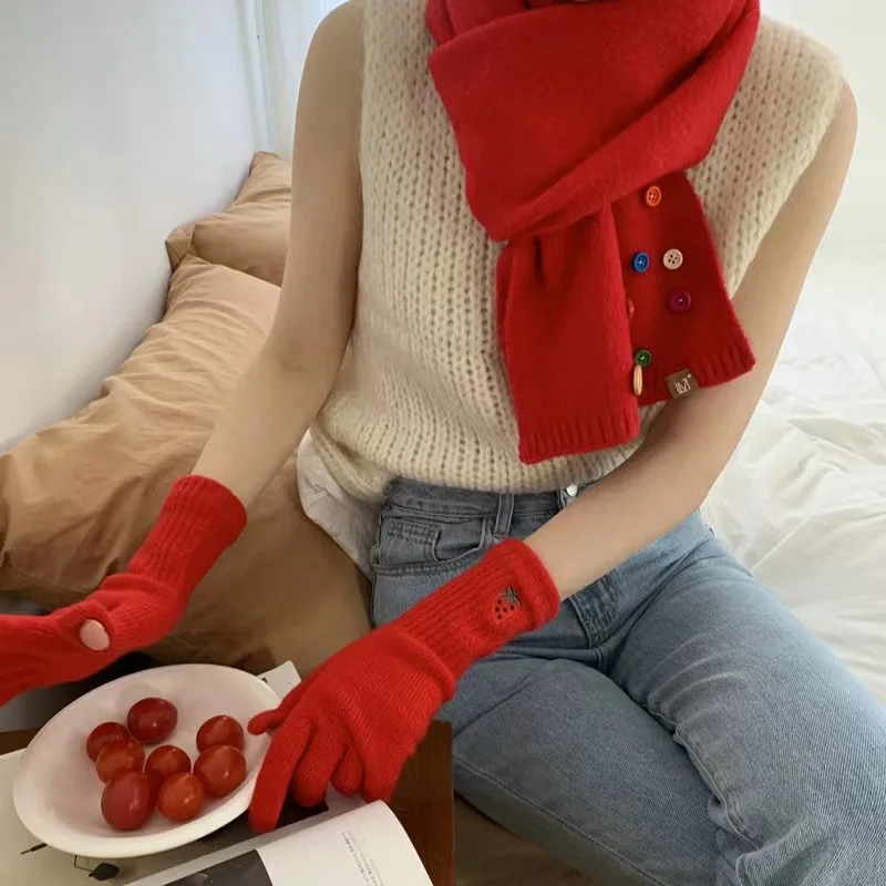 Knitted Wool Winter Gloves Embroidered Soft Warm Gloves for Women Outdoor Cycling Gloves Windproof Gloves Christmas Red
Knitted Wool Winter Gloves Embroidered Soft Warm Gloves for Women Outdoor Cycling Gloves Windproof Gloves Christmas Red