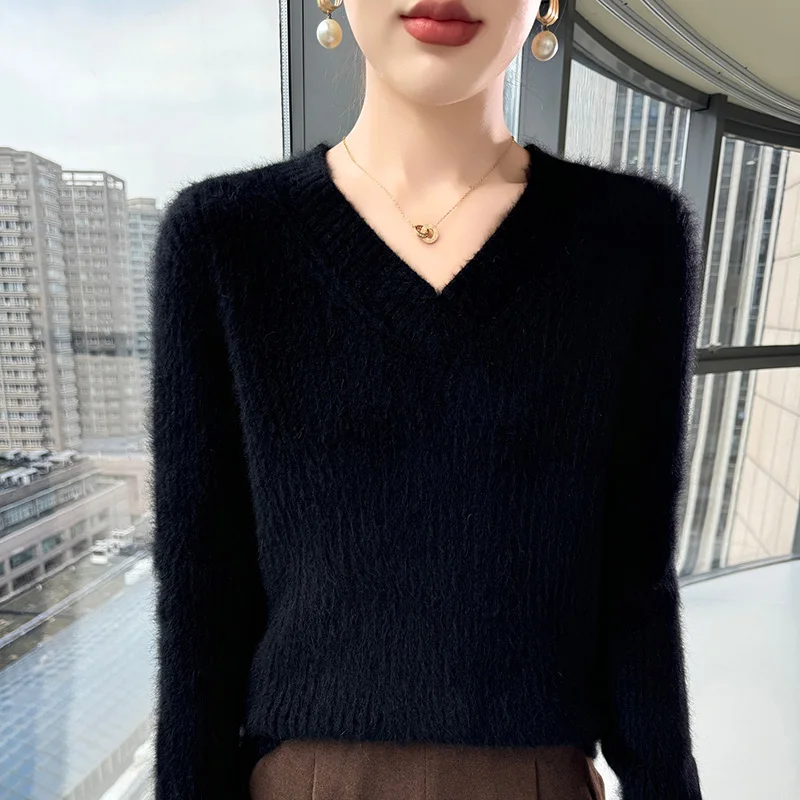 Basic Women 100% Mink Cashmere Sweater Solid Pullover New Autumn Winter Warm Long Sleeve V-neck Cashmere Knitwear Clothing Top
Basic Women 100% Mink Cashmere Sweater Solid Pullover New Autumn Winter Warm Long Sleeve V-neck Cashmere Knitwear Clothing Top