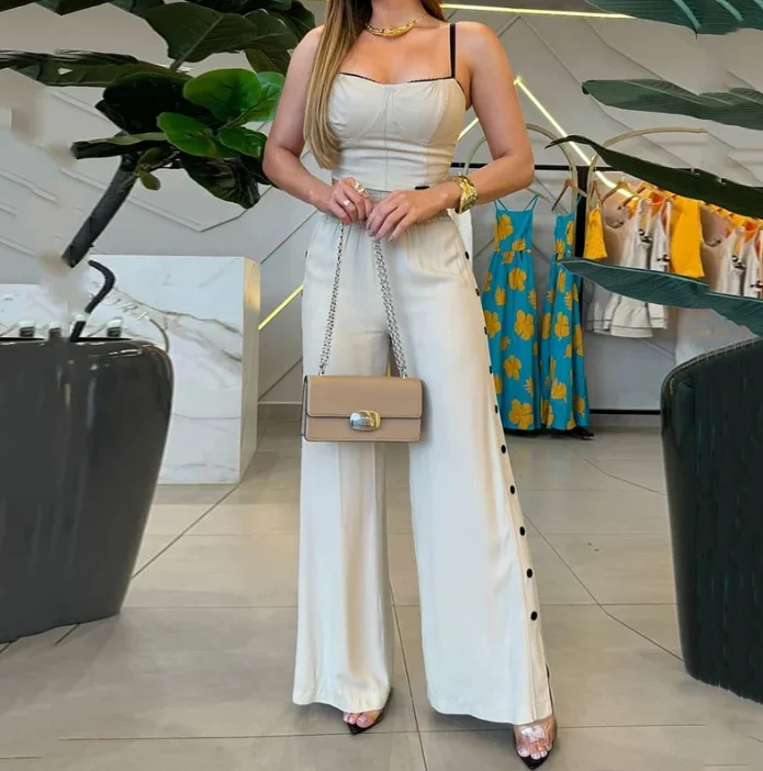Two Piece Set Women Outfit 2025 Summer Square Collar Sleeveless Crop Suspender Top & Elastic Waist Casual Wide Leg Pants Set
Two Piece Set Women Outfit 2025 Summer Square Collar Sleeveless Crop Suspender Top & Elastic Waist Casual Wide Leg Pants Set