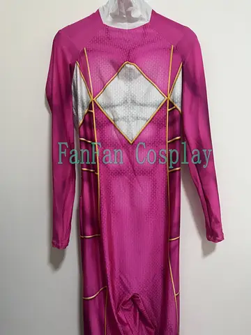 New Dark Pink 3D Print Kyoryu Sentai Zyuranger Ranger Cosplay Costumes Pink Rangers Zentai Bodysuit