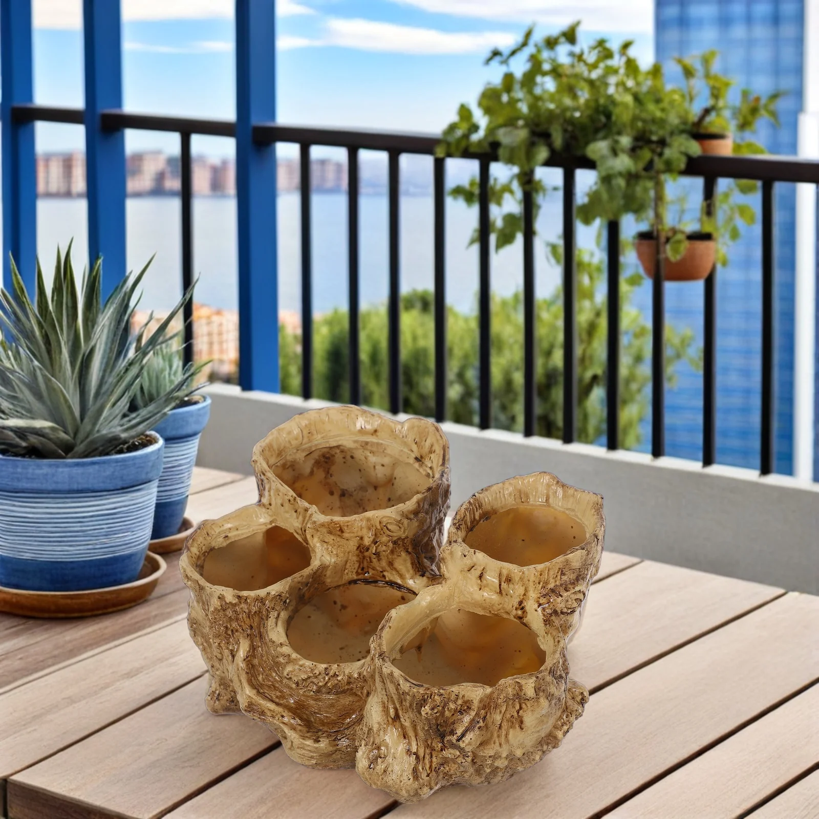 Six-Hole Succulent Planter Creative Tree Root Design Resin Bonsai Pot Imitation Wood Indoor Garden Small Cactus Plant Pot with
Six-Hole Succulent Planter Creative Tree Root Design Resin Bonsai Pot Imitation Wood Indoor Garden Small Cactus Plant Pot with