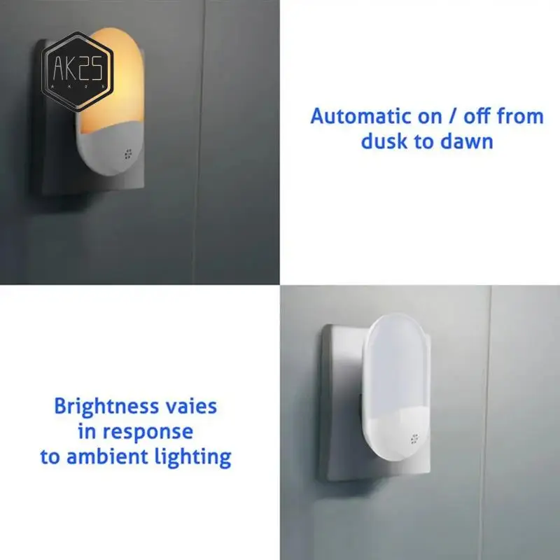 AK25-Plug In Night Light LED Night Light Lamp With Smart Sensors Dusk To Dawn Sensor Adjustable Brightness For Kids EU Plug
AK25-Plug In Night Light LED Night Light Lamp With Smart Sensors Dusk To Dawn Sensor Adjustable Brightness For Kids EU Plug