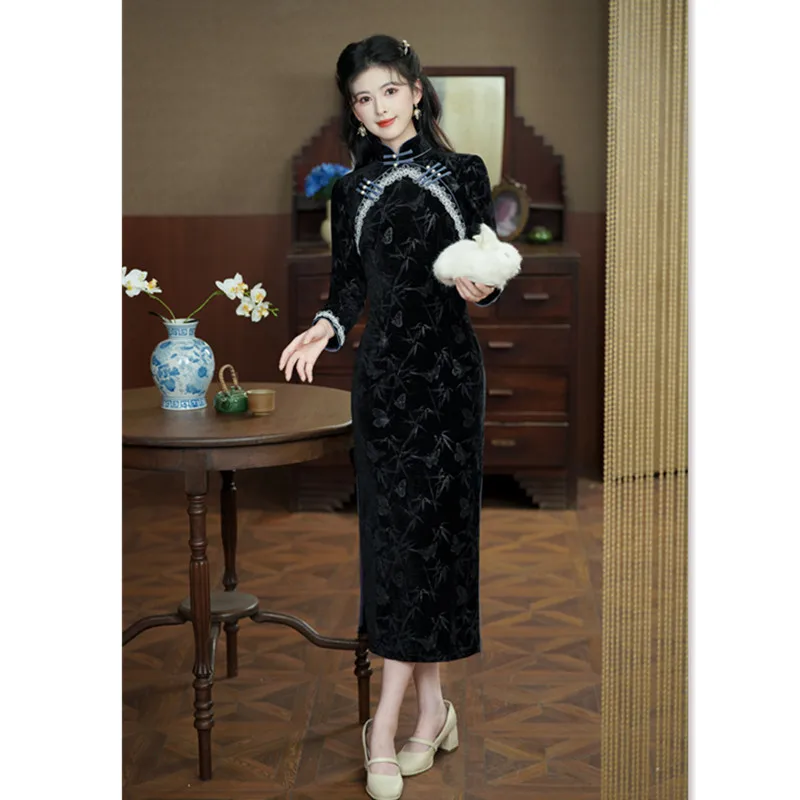 Fashion Improvement New Chinese Style Long Young Cheongsam Qi Pao Autumn and Winter Daily Wearable Dress
Fashion Improvement New Chinese Style Long Young Cheongsam Qi Pao Autumn and Winter Daily Wearable Dress