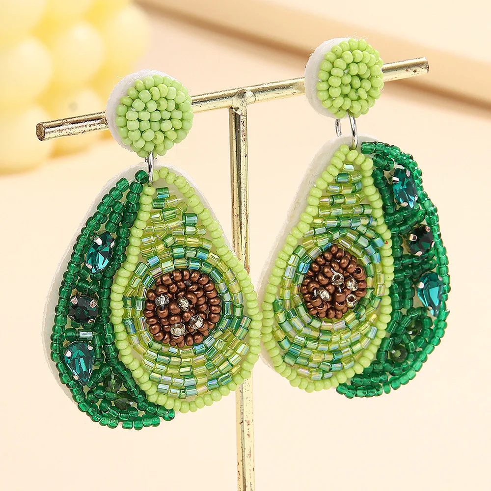 Beaded earrings Fabric art Avocado Bohemia Originality Hand knitting Design Female Fashion Simple Alloy Rice bead earrings
Beaded earrings Fabric art Avocado Bohemia Originality Hand knitting Design Female Fashion Simple Alloy Rice bead earrings