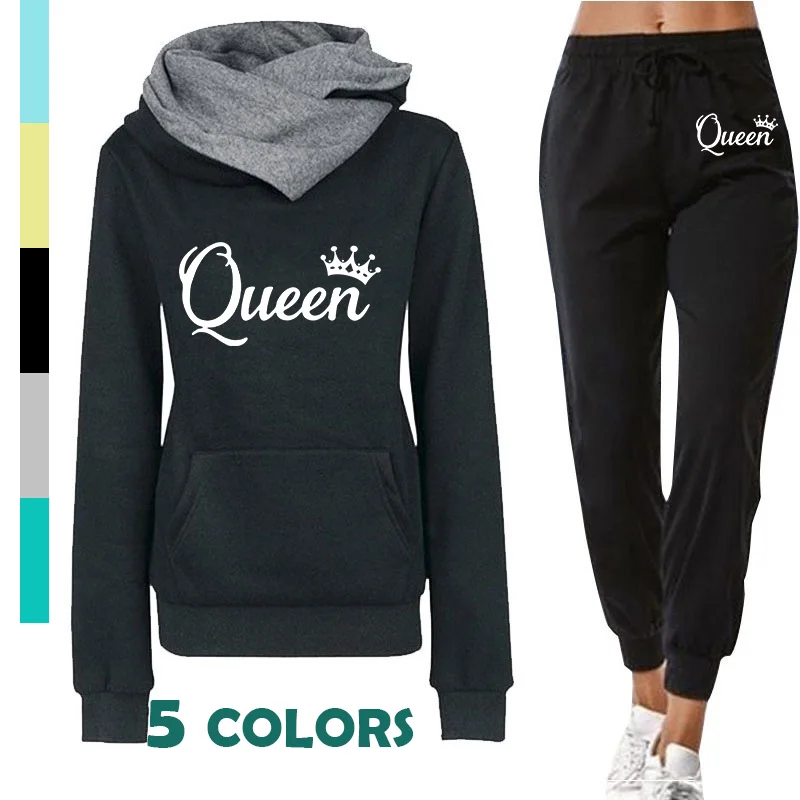 Stylish women's autumn pants set, asymmetrical color matching hoodie with pocket+ black casual sweatpants 2 piece set
Stylish women's autumn pants set, asymmetrical color matching hoodie with pocket+ black casual sweatpants 2 piece set
