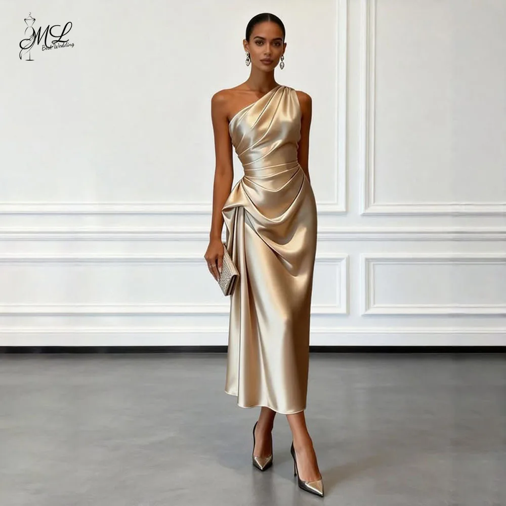 ML Sexy One Shoulder Satin Long Dress For Women Ankle-Length Sleeveless High Pleat Party Evening Dresses Elegant Customized
ML Sexy One Shoulder Satin Long Dress For Women Ankle-Length Sleeveless High Pleat Party Evening Dresses Elegant Customized